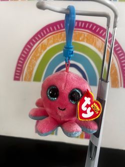 TY BEANIEBEANIE BOOS  THE OCTOPUS - PLUSH KEYCHAIN - NEW