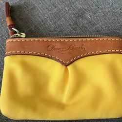 Dooney And Bourke, Yellow And Leather Change Purse Handbag