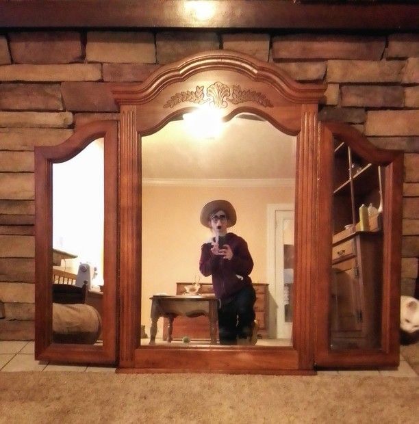 Vintage Solid Wood Vanity Mirror