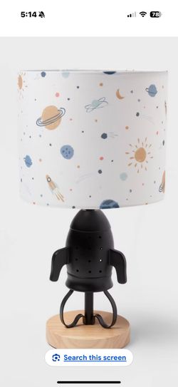 Spaceship Figural Kids' Table Lamp Black - Pillowfor