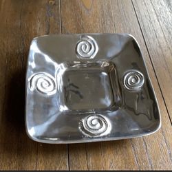 Mexican Artisan Spiral Accent Pewter Tray