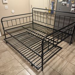 Full Size Daybed With Twin Size Trundle Bed Frame In Black 