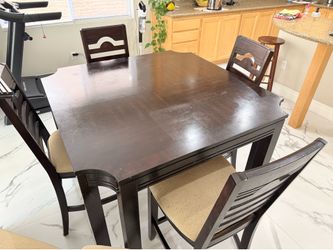 Bar height dining table set with leaf extension