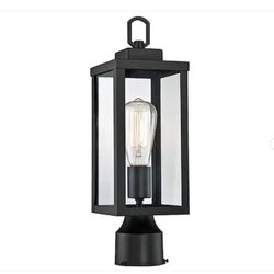 Modern 16.5 in. 1-Light Black Outdoor Post Light Dimmable with Clear glass Shade(1-Pack) - New