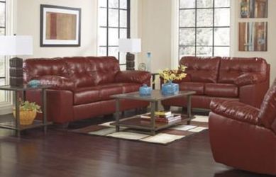 New red luxury couch and Loveseat set! Sectional sofa saves here