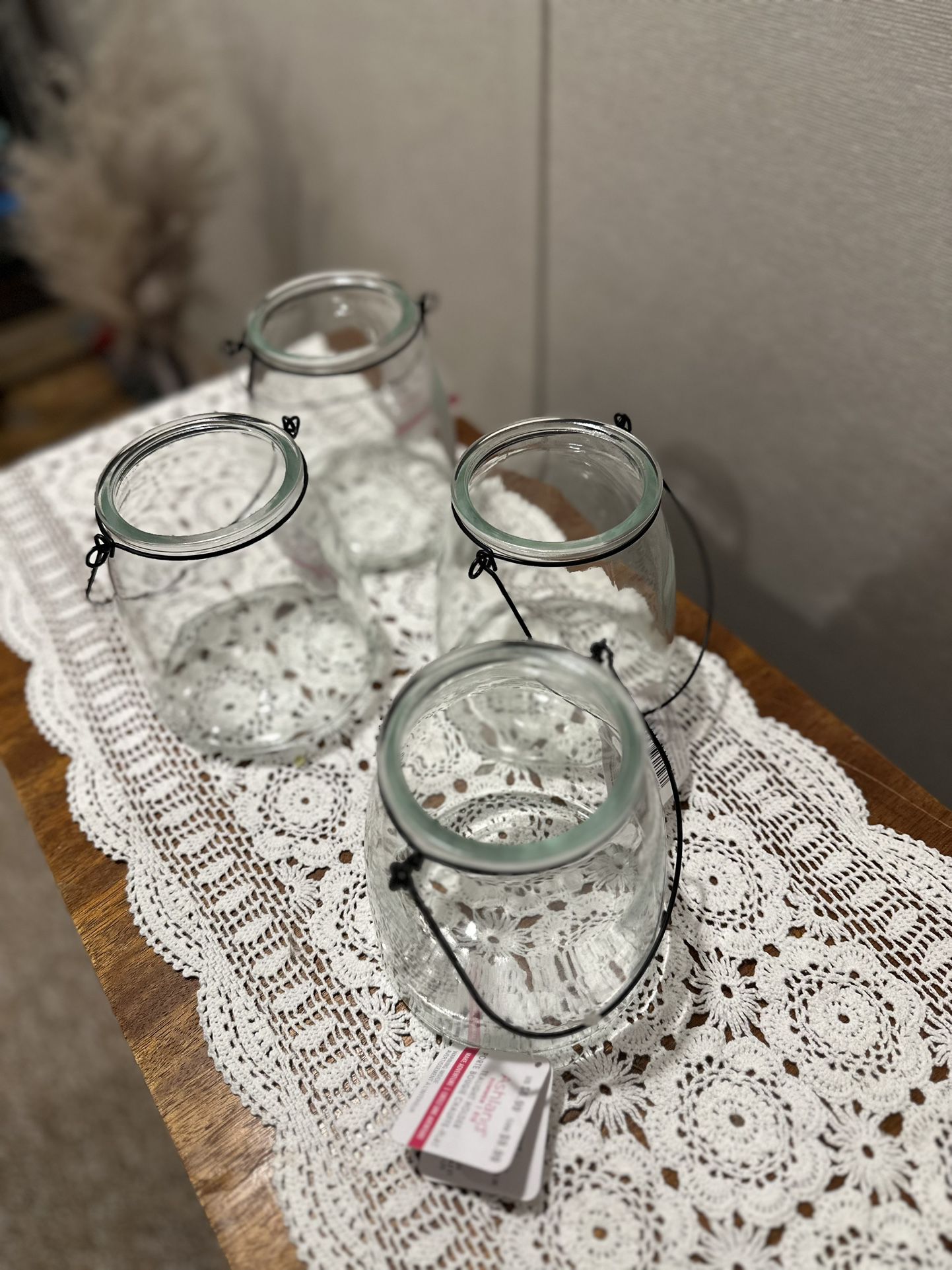 4 Glass Tea light Holders