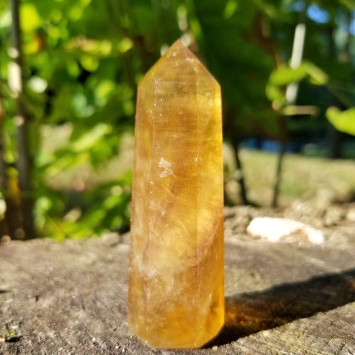 Yellow Fluorite Crystal Point Tower