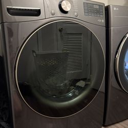 LG Smart Front Load Washer + Dryer Set – Black Steel