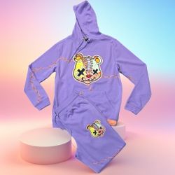 Purple Bear Hoodie Jogger Set
