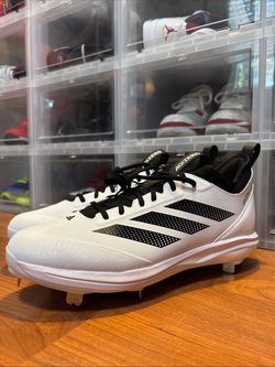 Adidas Adizero Impact 2.0 White Black HQ7549 Metal Baseball Cleats Men’s Sz 14 N