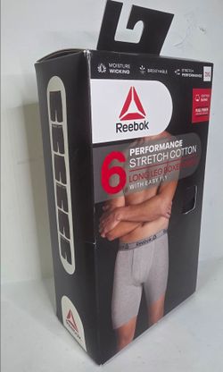 Reebok 6pkbPerformance Long Leg Boxer Briefs Mens 2XL