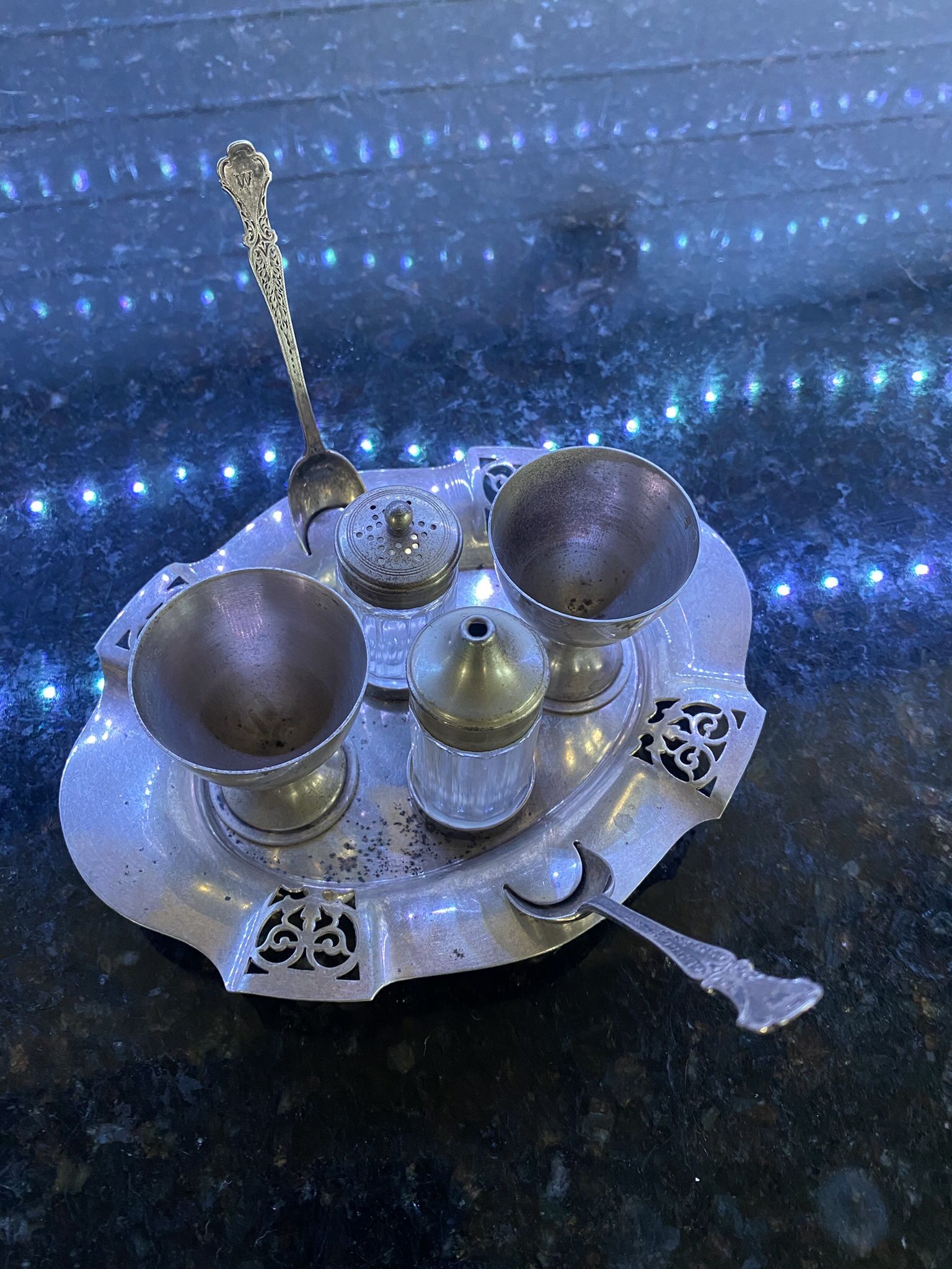 Antique Silver Plate Soft Boiled Egg Set