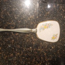 Vintage Faux GUILLOCHI Hand Mirror