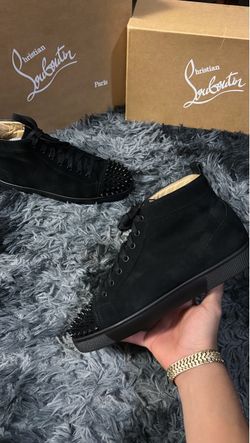 Christian Louboutin Black Suede Spike High-Top Sneakers