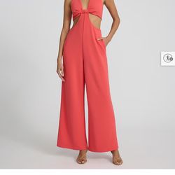 New! Coral Cutout Jumpsuit $40 Size XL