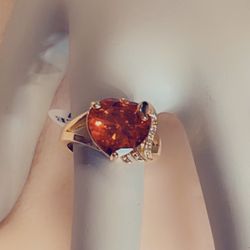 Red Heart Ring -gold Plated 