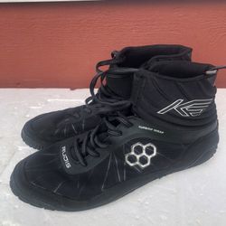 Rudis Turbine Wrap Wrestling Shoes Mens Black Gray Lace-Up Athletic Boots Sz 9
