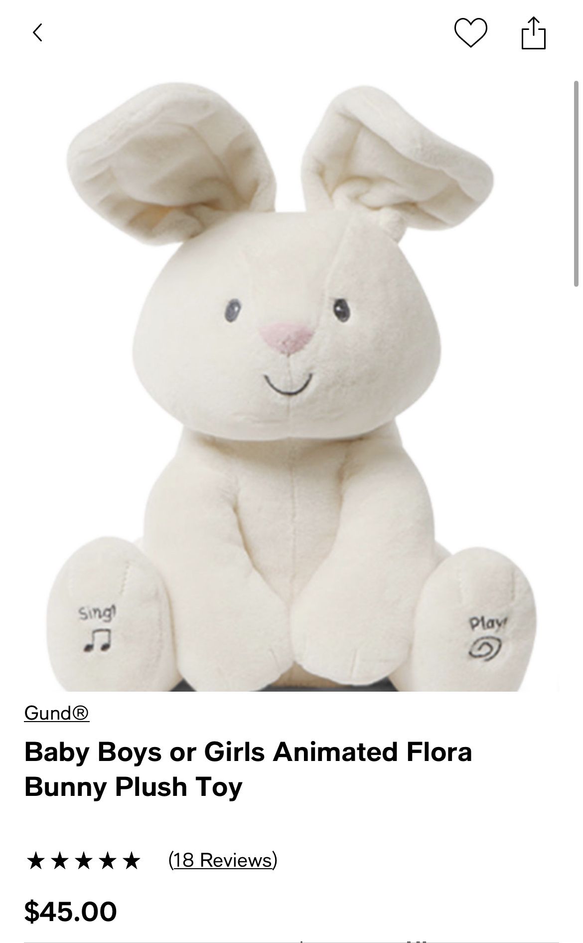 Baby animated singing plush bunny toy