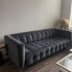 Midcentury Modern Channel Tufted Sofa