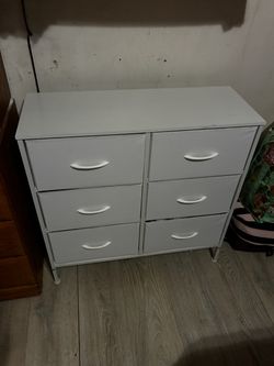 White 6-Drawer Fabric Storage Dresser