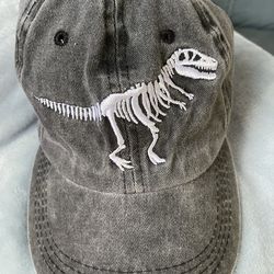 Kids Dinosaur Skeleton Black Wash Denim Cap