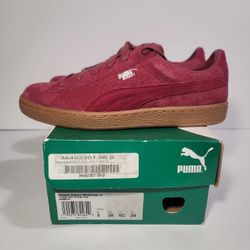 Puma Basket Classic Weatherproof Jr Grade Shoes Tibetan Red Sz 6C Women Sz7