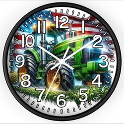 John Deere Tractor Farming  Glow In the Dark Wall Clock New!