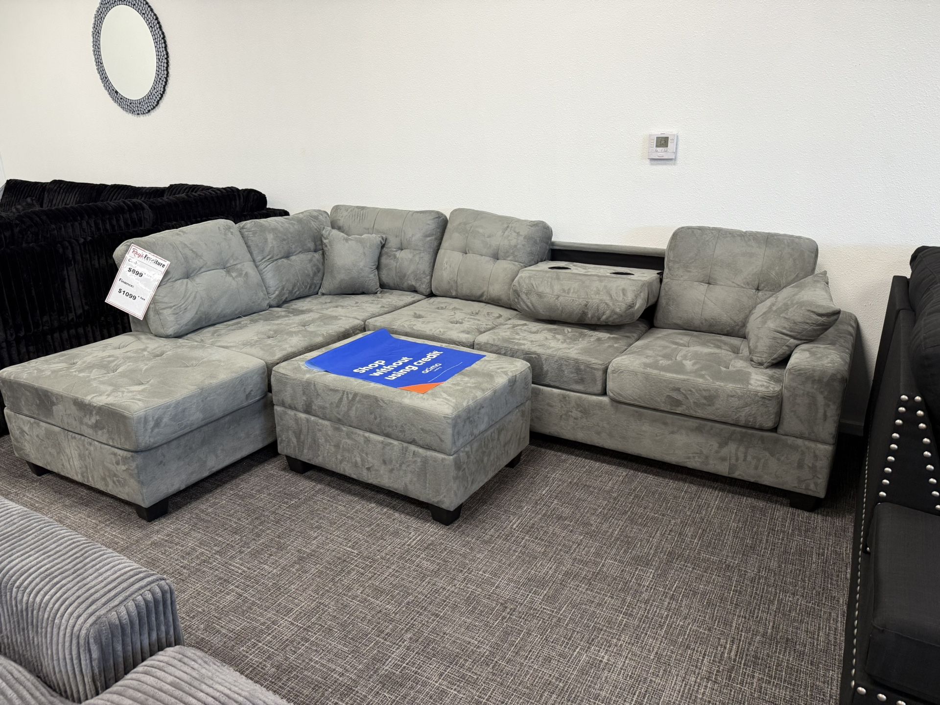 Gray Sofa Sectional Set W/ Storage Ottoman EZ $10 Down Payment Available Home & Garden
