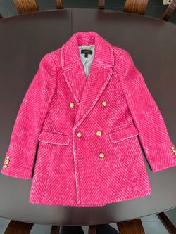 Women’s J.Crew Pink Herringbone Double-Breasted Coat - Size Small