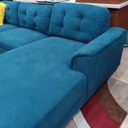 *Tax Time Furniture Event*---Biscayne Jazzy Blue Fabric Sectional Sofa W/Ottoman---Now $699---Delivery And Financing👏