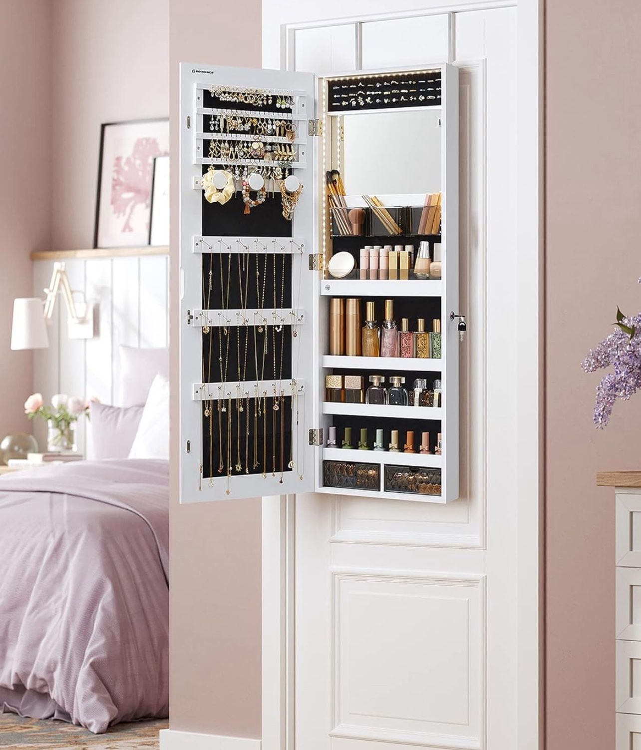 Frameless Lighted Mirror, Built-in Makeup Mirror,