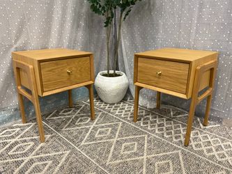 MCM Style Natural Finish Nightstands (Set of 2)