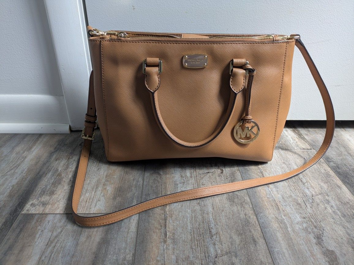 Michael Kors Sutton BirchBrown Saffiano Leather Satchel Handbag Purse