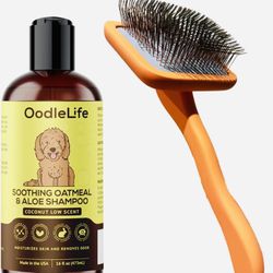 Doodle Dog Slicker Brush And Detangler Brush  and Doodle Shampoo Bundle for Goldendoodles