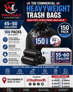 Heavy Duty Black Trash Bags 55-60 Gallon 150-Pack