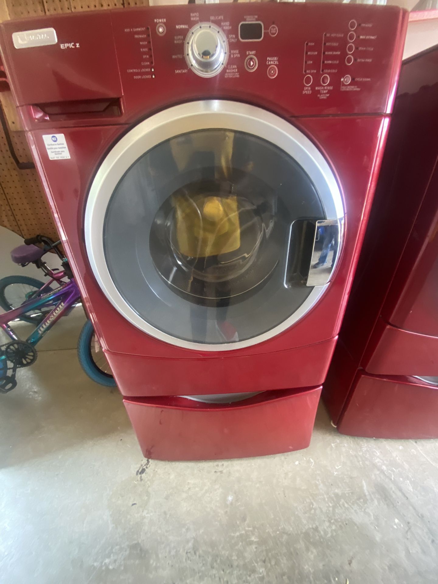 RED MAYTAG "Epic z" HighEfficiency Front Load Washer& Dryer for Sale