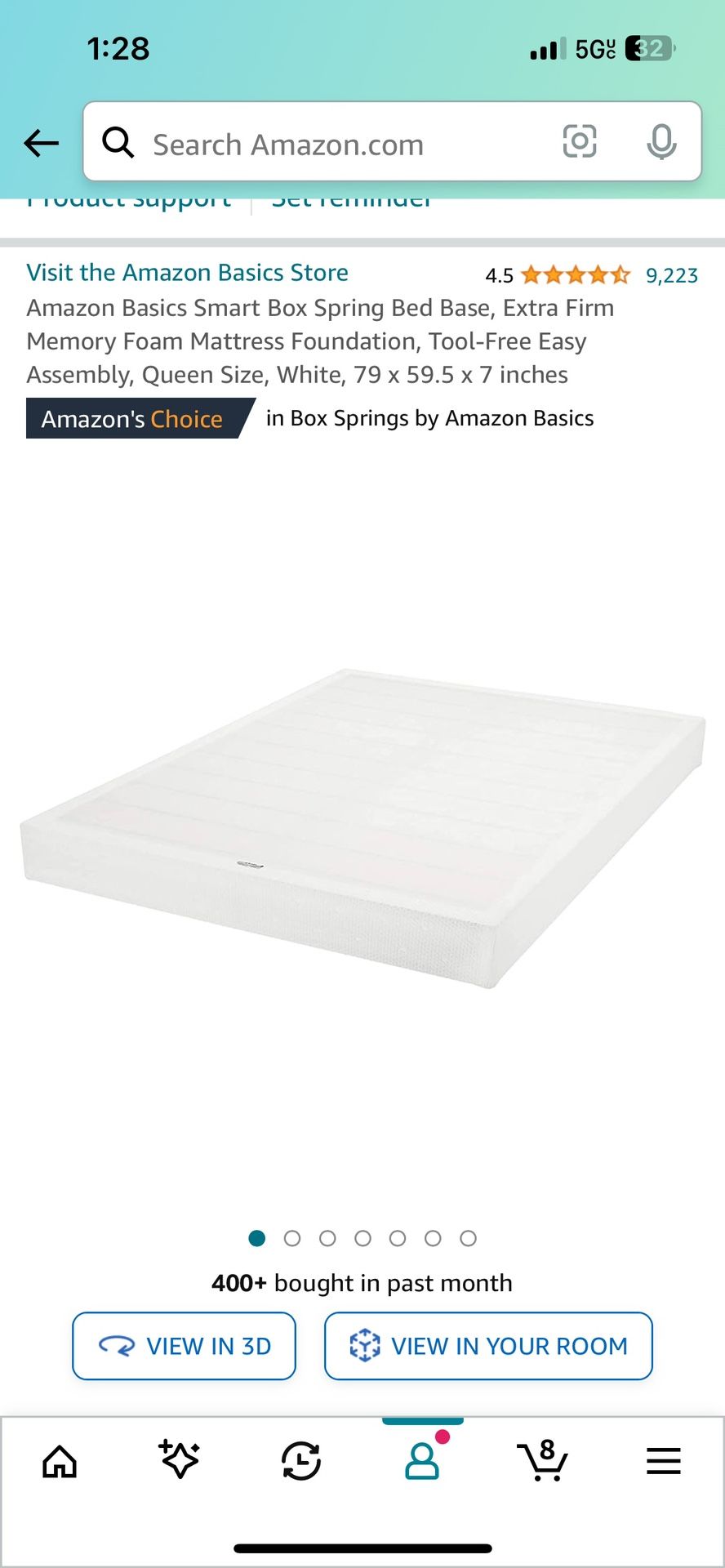 White Box Spring Bed Base, Queen Size Bed/Mattress, Extra Firm Foundation