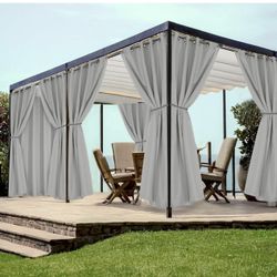 Holidayldeas Grommet Outdoor Curtains for Patio Waterproof 8 Pcs All Weather Balcony Outside Curtains for Apartments, Gazebo, Pergolas, Porch, 54x108 