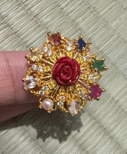 Multi colored stones golden ring