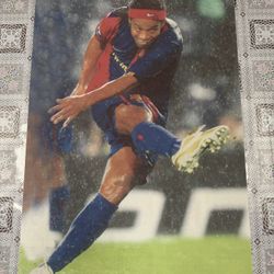Barcelona Ronaldinho Vintage Poster On Cloth 