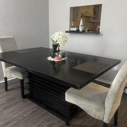 Black Dining Table with 2 Chairs - Excellent Condition!