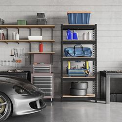 Storage Shelves 5 Tier Garage Shelving Heavy Duty Garage Shelves Adjustable Metal Shelving Unit Utility Rack Industrial Shelving for Warehouse Pantry 