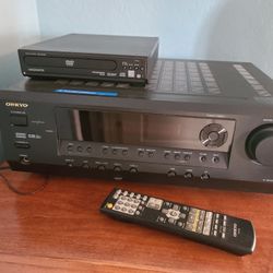 Onkyo AV Receiver  And Two 140 Watts Yamaha Speakers 