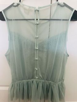 H&M Mint Green Sheer Ruffle Sleeveless Top – Never Worn