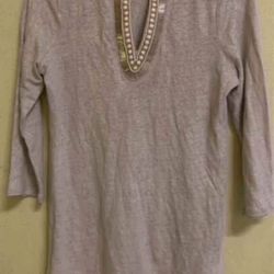 Chico’s Linen Embellished Tunic Size S 