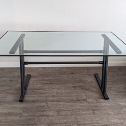Glass top metal desk