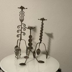 Trio of Whimsical Metal Candle Holders