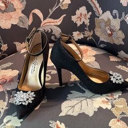 Brand New Mischa Badgley Black jeweled 3 in heel