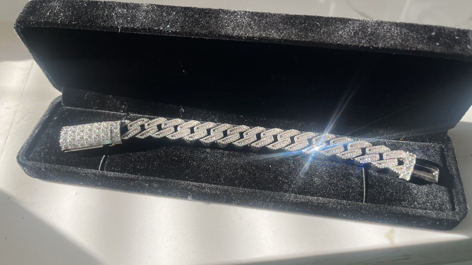 Moissanite Cuban/Prong Link Bracelet Sterling Silver