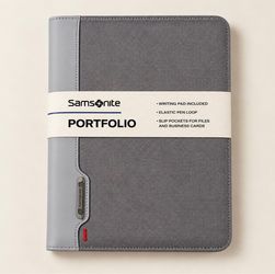 New Samsonite Portfolio Organizer – Gray, Writing Pad Included